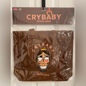 Crybaby Brown Corduroy Tote Bag by POP MART